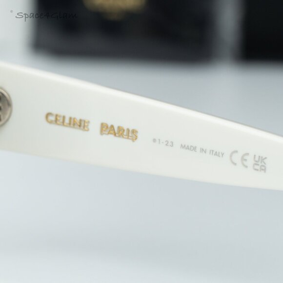 BRAND NEW Celine CL4240IS 25A Shiny Ivory Silver Studs Smoke Round Sunglasses main image 6